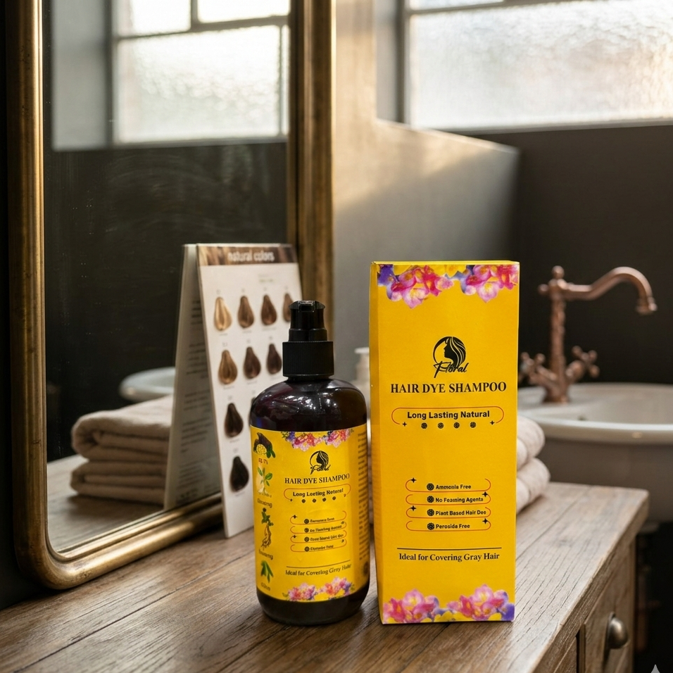 Floral Natural Hair Dye Shampoo – Herbal Instant Hair Color Shampoo