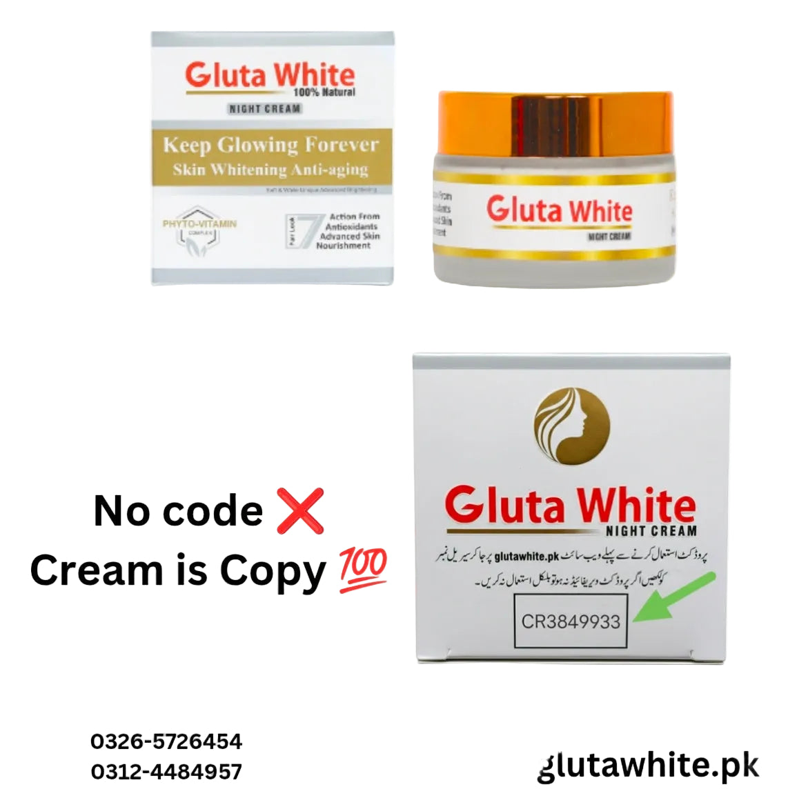 Gluta White Cream for Face Beauty & Whitening
